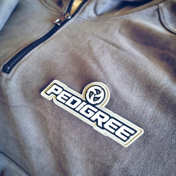 Pedigree Sueded Zipneck Hoodie with 3D PVC Patches 1/4 Zip | Gray - Picture 4 of 5